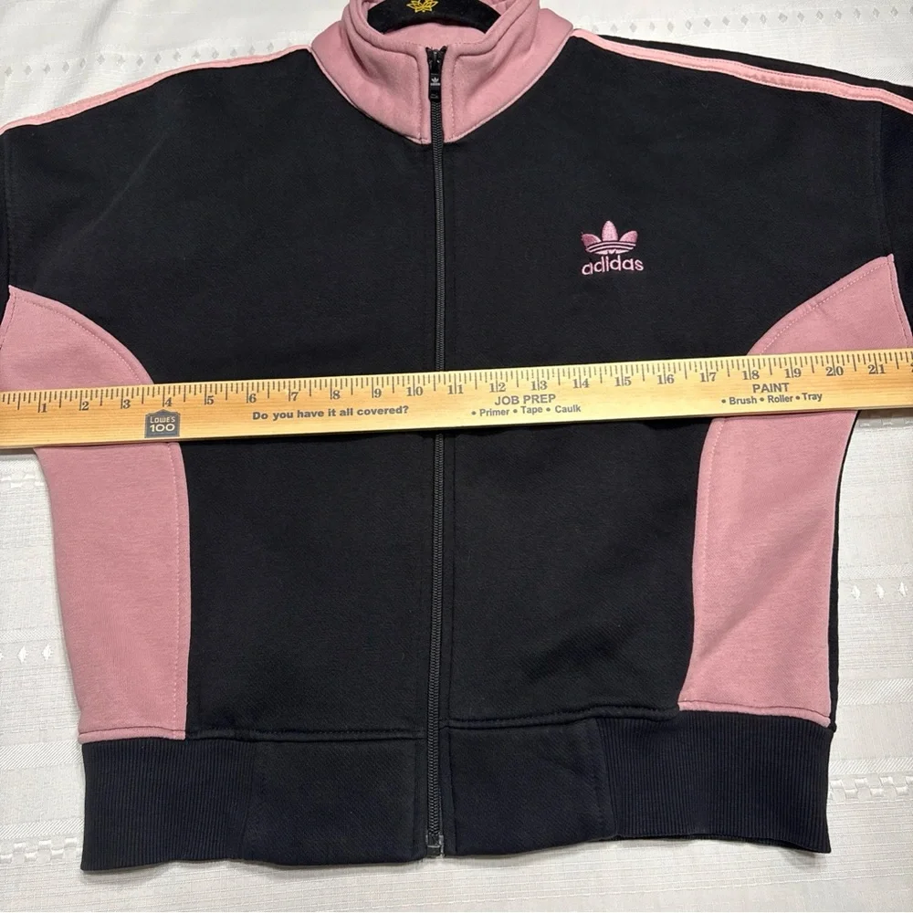 Adidas Womens Black / Mauve Zip Up Jacket/ Sweatshirt -Sz XL - Picture 4 of 6